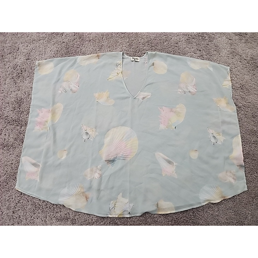 Show Me Your Mumu Peta Tunic Womens Small Blue Seashell Print Cover Up Top